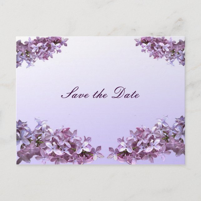 Floral Lilac-Blume Save the Date Ankündigungspostkarte (Vorderseite)