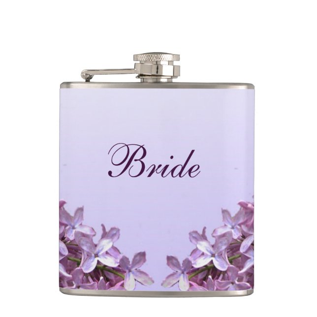 Floral Lilac Blume Wedding Bride Flachmann (Vorderseite)