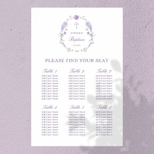 Floral Lilac Lavender Wreath Taufkarte Poster