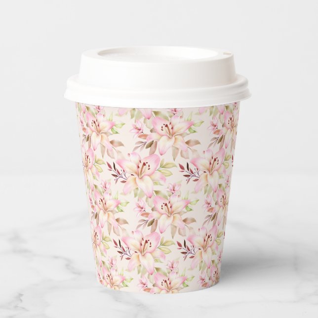 Floral Lilies Paper Cups Pappbecher (Vorderseite)