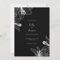 Floral Lilies Schwarz und Weiß Save the Date