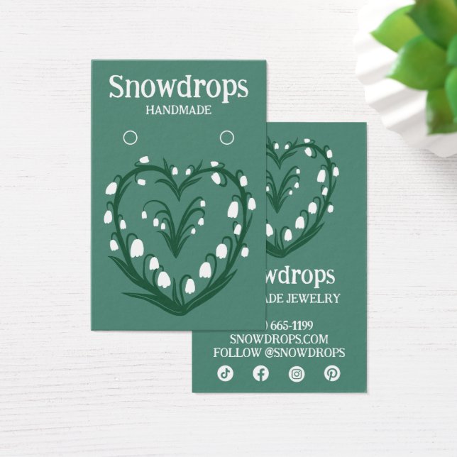 Floral Lily Earring Necklace Juwelier Display Card (Schreibtisch)