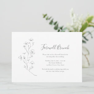 Floral Line Art Abschiedsbrunch-Hochzeit Einladung