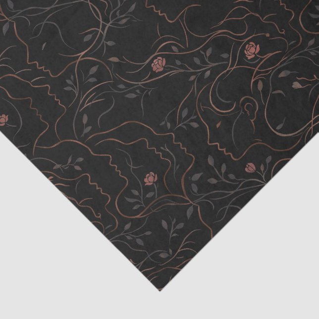 Floral Line Art Faces Tissue Paper Seidenpapier (Ausschnitt)