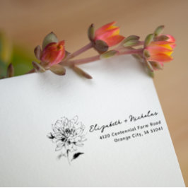Floral Line Art Return Address Self-Inking Stamp Permastempel