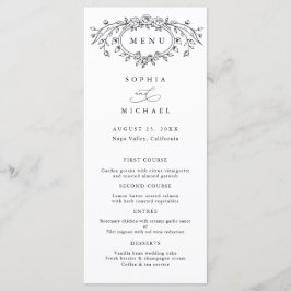 Floral Line Art Wedding Flat Menu Menükarte
