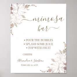 Floral Lines Mimosa Bar Brautparty Signa Poster