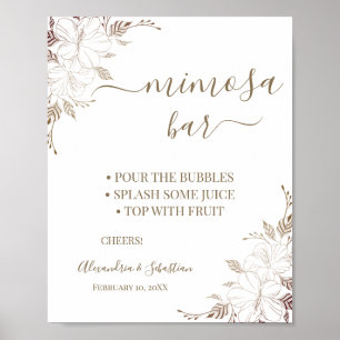 Floral Lines Mimosa Bar Brautparty Signa Poster