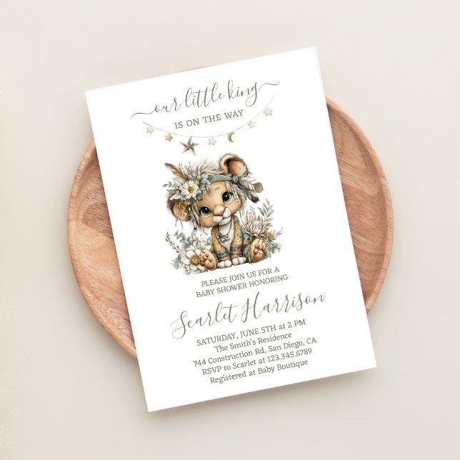 Floral lion king boy Baby Shower Invitation Einladung (Von Creator hochgeladen)
