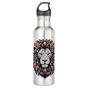 Floral Lion Silhouette Edelstahlflasche