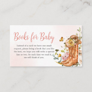 Floral Little Cowgirl Baby Shower Books for Baby Begleitkarte