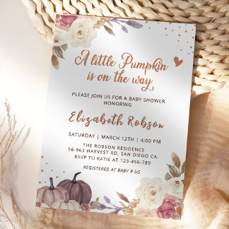 Floral Little Pumpkin Fall Kinderdusche Einladung
