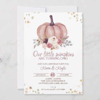 Floral Little Pumpkins drehen einen Geburtstag Einladung