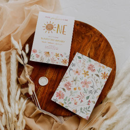 Floral Little Sunshine Einladung zum 1. Geburtstag