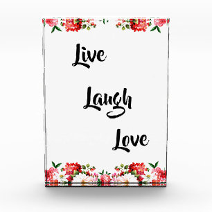 Floral "Live, Laugh, Love" Elegant Fotoblock