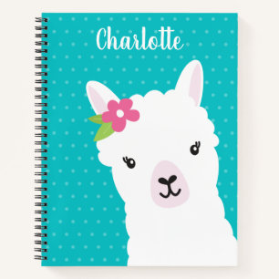 Floral Llama Alpaca Aquamarines Personalisiertes G Notizbuch