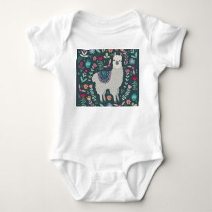 Floral Llama: Vintage handGezeichnet Doodles Baby Strampler