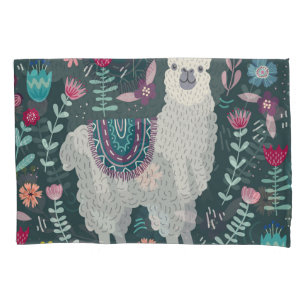 Floral Llama: Vintage handGezeichnet Doodles Kissenbezug