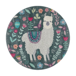 Floral Llama: Vintage handGezeichnet Doodles Schneidebrett