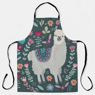 Floral Llama: Vintage handGezeichnet Doodles Schürze