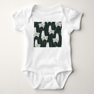 Floral Llamas Niedliche Vintage Textur Baby Strampler