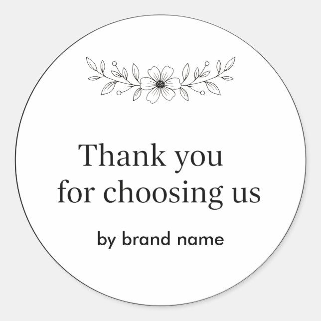 Floral Logo Thank You Business Sticker (Vorderseite)