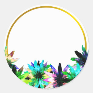 Floral Lotus Blume Gold Boarder Brautparty Runder Aufkleber