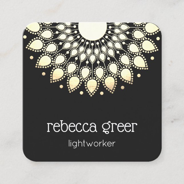 Floral Lotus Mandala Energy Healer Quadratische Visitenkarte (Vorderseite)