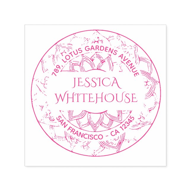 Floral Lotus Mandala Name Rücksendeadresse Permastempel (Design)