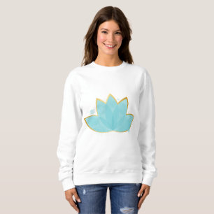 Floral Lotus Seafoam Blue & Imitate Gold Sweatshirt