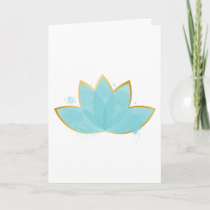 Floral Lotus Watercolor Seepromenade Blue & Imitat Karte