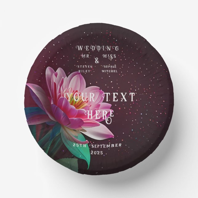 Floral Lotus Wedding Suite | Starry Night Romance Pappteller (Vorderseite)