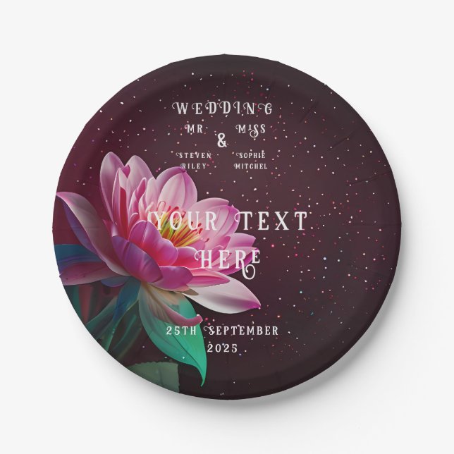 Floral Lotus Wedding Suite | Starry Night Romance Pappteller (Vorderseite)