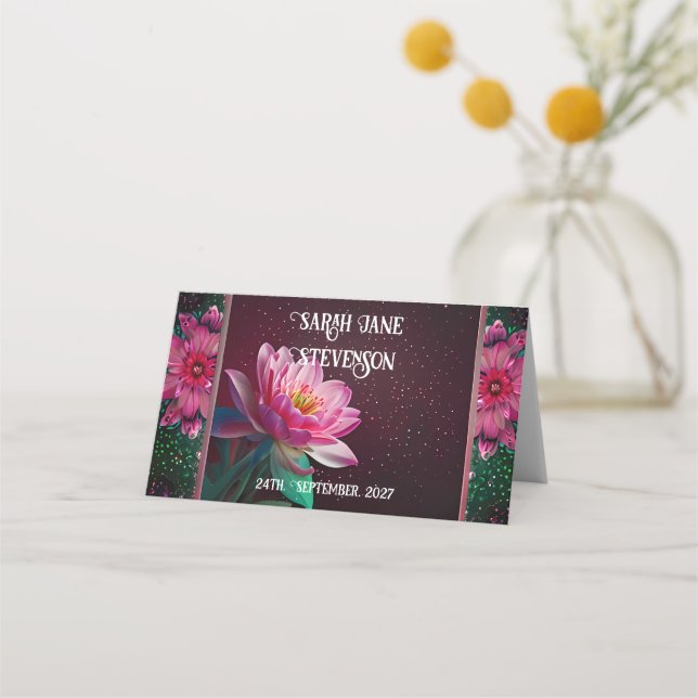 Floral Lotus Wedding Suite | Starry Night Romance Platzkarte (Vorderseite)