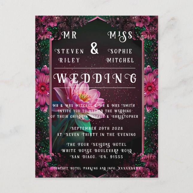 Floral Lotus Wedding Suite | Starry Night Romance Postkarte (Vorderseite)