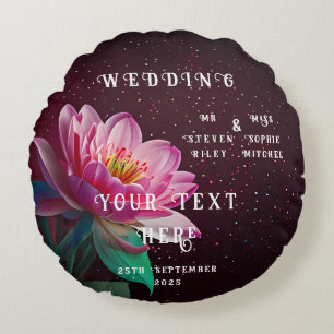 Floral Lotus Wedding Suite   Starry Night Romance Rundes Kissen