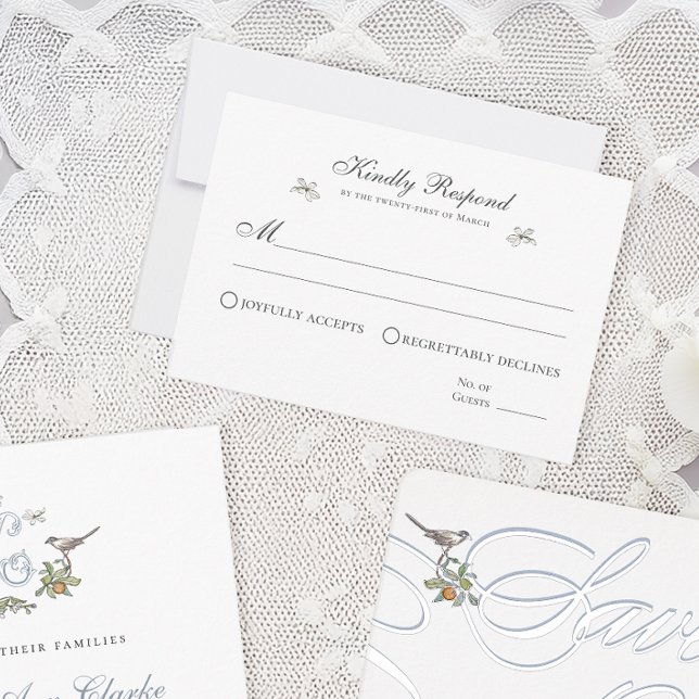 Floral Love Birds Response Card RSVP Karte (Von Creator hochgeladen)