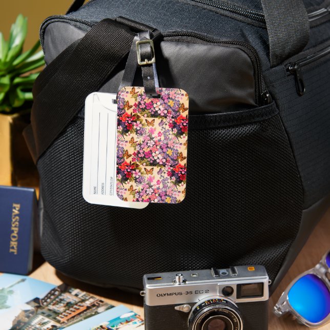 Floral Luggage Tag Gepäckanhänger (Vorderseite & Rückseite)