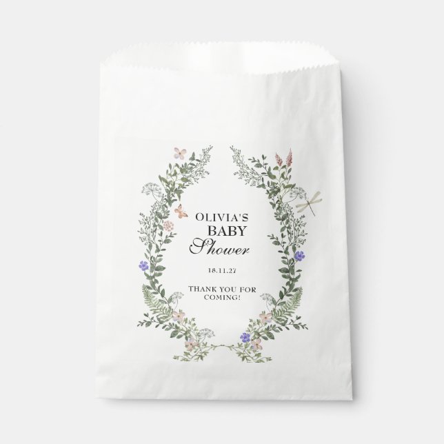 Floral Lush Wildblumen Boho Babydusche Vielen Dank Geschenktütchen (Vorderseite)
