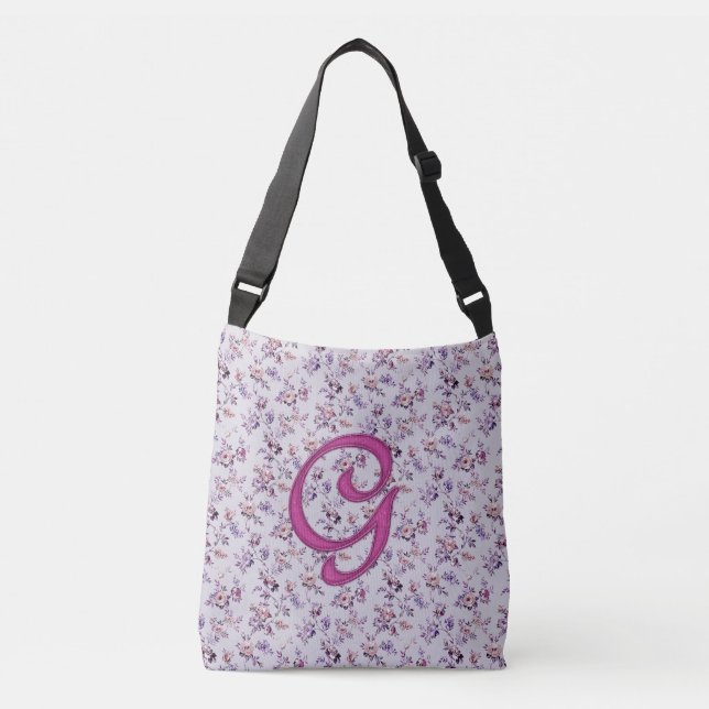 Floral Luxury Monogram G Tragetaschen Mit Langen Trägern (Vorderseite)