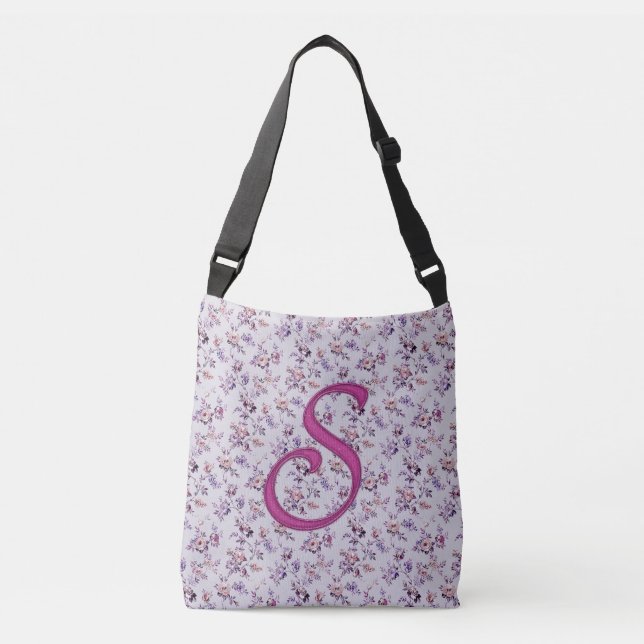 Floral Luxury Monogram S Tragetaschen Mit Langen Trägern (Vorderseite)