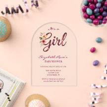 Floral Mädchen Baby Shower Burgund