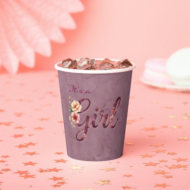Floral Mädchen Baby Shower Pappbecher (Insitu)