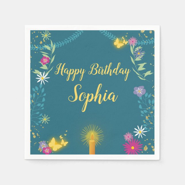 Floral Magic Candle Napkin Serviette (Vorderseite)