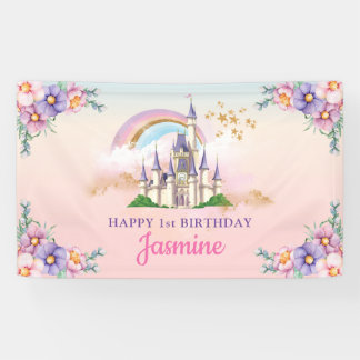 Floral Magical Princess Castle Backdrop / Banner