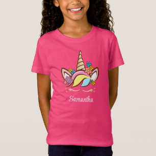 Floral Magical Unicorn Farbenfrohe Girl Name T-Shirt
