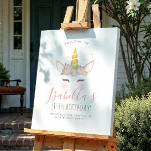 Floral Magical Unicorn Geburtstagsparty Begrüßungs Poster