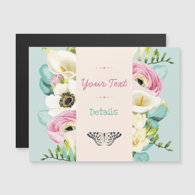 floral magneteinladung (Vorne/Hinten)