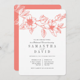 Floral Magnolia Branch Coral Probe Abendessen Einladung