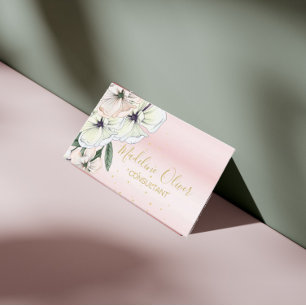 Floral Magnolia Moderne stilvolle Gold Business Ca Visitenkarte